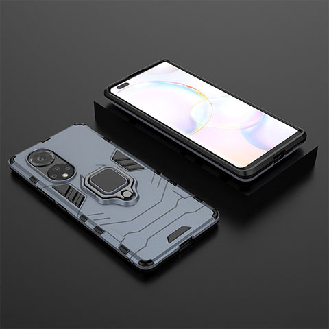 Custodia Silicone e Plastica Opaca Cover con Magnetico Anello Supporto per Huawei Nova 9 Pro Blu