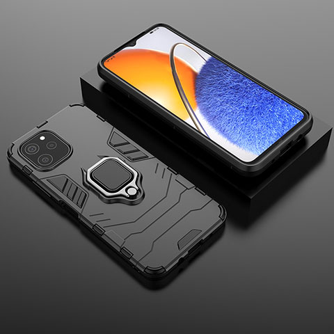 Custodia Silicone e Plastica Opaca Cover con Magnetico Anello Supporto per Huawei Nova Y61 Nero