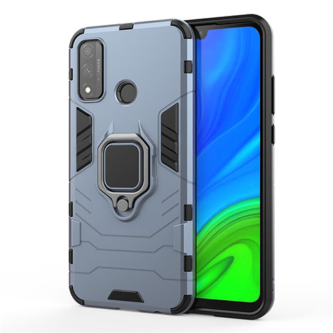 Custodia Silicone e Plastica Opaca Cover con Magnetico Anello Supporto per Huawei P Smart (2020) Blu