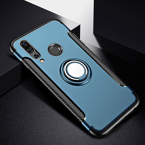 Custodia Silicone e Plastica Opaca Cover con Magnetico Anello Supporto per Huawei P30 Lite XL Blu