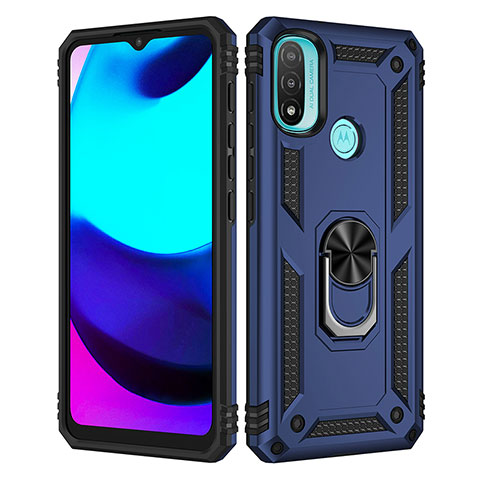 Custodia Silicone e Plastica Opaca Cover con Magnetico Anello Supporto per Motorola Moto E40 Blu