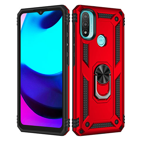 Custodia Silicone e Plastica Opaca Cover con Magnetico Anello Supporto per Motorola Moto E40 Rosso