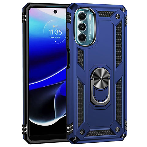 Custodia Silicone e Plastica Opaca Cover con Magnetico Anello Supporto per Motorola Moto G 5G (2022) Blu