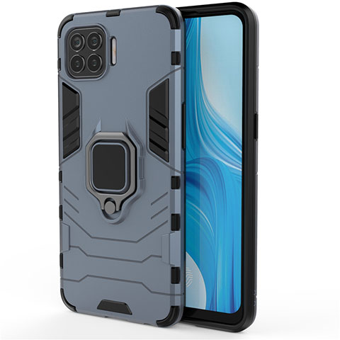 Custodia Silicone e Plastica Opaca Cover con Magnetico Anello Supporto per Oppo A93 Blu