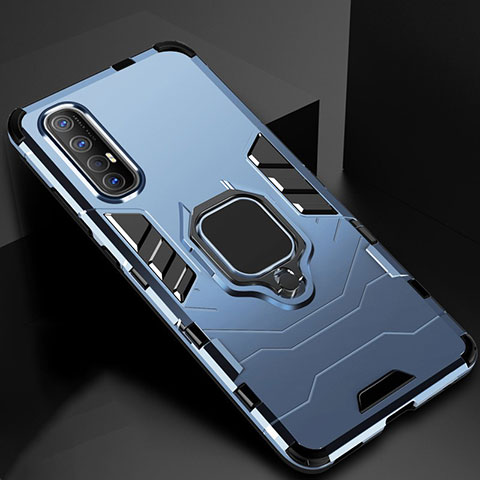 Custodia Silicone e Plastica Opaca Cover con Magnetico Anello Supporto per Oppo Find X2 Neo Blu