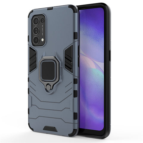 Custodia Silicone e Plastica Opaca Cover con Magnetico Anello Supporto per Oppo Find X3 Lite 5G Blu