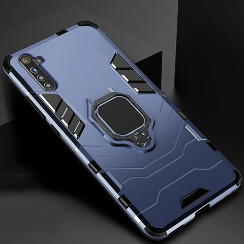 Custodia Silicone e Plastica Opaca Cover con Magnetico Anello Supporto per Oppo K5 Blu