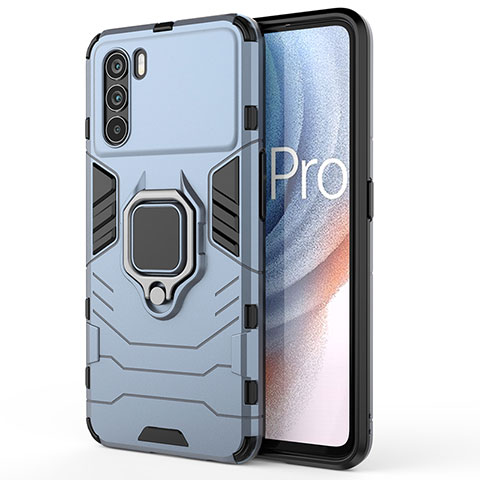 Custodia Silicone e Plastica Opaca Cover con Magnetico Anello Supporto per Oppo K9 Pro 5G Blu