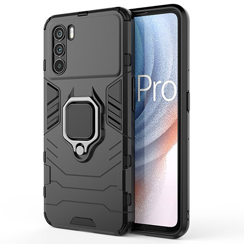 Custodia Silicone e Plastica Opaca Cover con Magnetico Anello Supporto per Oppo K9 Pro 5G Nero