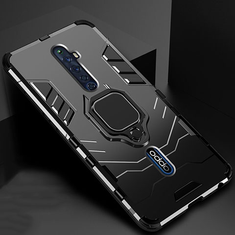 Custodia Silicone e Plastica Opaca Cover con Magnetico Anello Supporto per Oppo Reno2 Z Nero