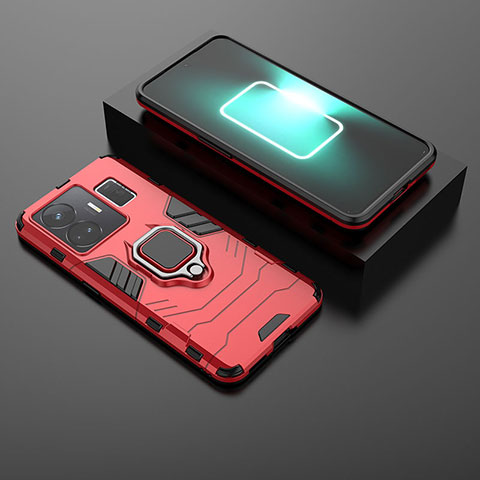 Custodia Silicone e Plastica Opaca Cover con Magnetico Anello Supporto per Realme GT Neo6 5G Rosso