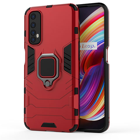 Custodia Silicone e Plastica Opaca Cover con Magnetico Anello Supporto per Realme Narzo 20 Pro Rosso