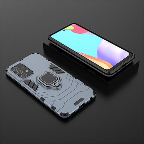 Custodia Silicone e Plastica Opaca Cover con Magnetico Anello Supporto per Samsung Galaxy A52 5G Blu