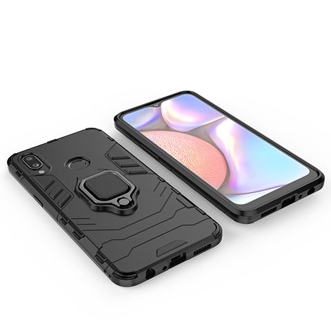 Custodia Silicone e Plastica Opaca Cover con Magnetico Anello Supporto per Samsung Galaxy M01s Nero