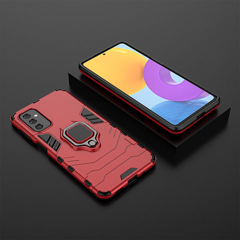 Custodia Silicone e Plastica Opaca Cover con Magnetico Anello Supporto per Samsung Galaxy M52 5G Rosso