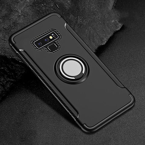 Custodia Silicone e Plastica Opaca Cover con Magnetico Anello Supporto per Samsung Galaxy Note 9 Nero