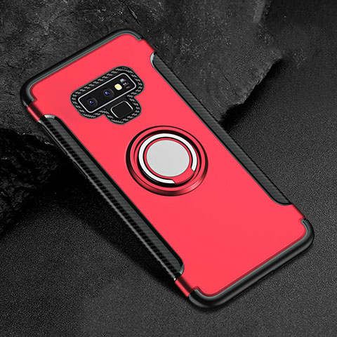 Custodia Silicone e Plastica Opaca Cover con Magnetico Anello Supporto per Samsung Galaxy Note 9 Rosso