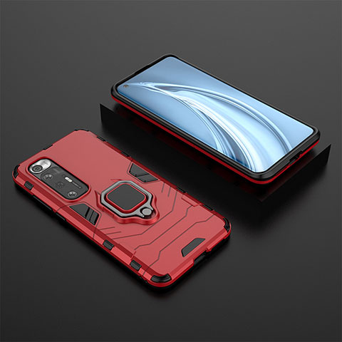 Custodia Silicone e Plastica Opaca Cover con Magnetico Anello Supporto per Xiaomi Mi 10S 5G Rosso