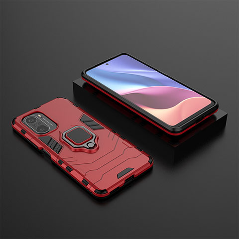 Custodia Silicone e Plastica Opaca Cover con Magnetico Anello Supporto per Xiaomi Mi 11X 5G Rosso