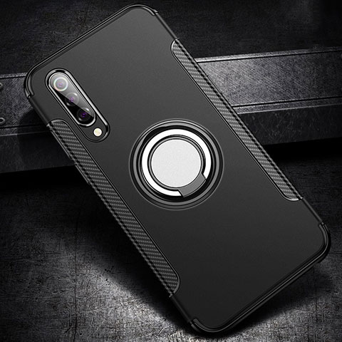 Custodia Silicone e Plastica Opaca Cover con Magnetico Anello Supporto per Xiaomi Mi 9 Nero