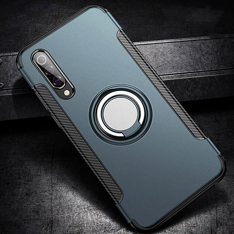 Custodia Silicone e Plastica Opaca Cover con Magnetico Anello Supporto per Xiaomi Mi 9 Pro Ciano