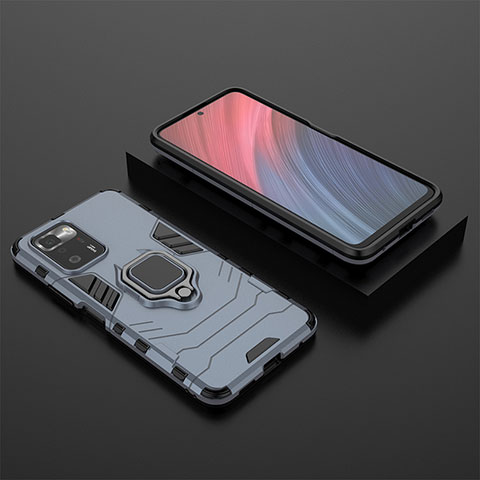 Custodia Silicone e Plastica Opaca Cover con Magnetico Anello Supporto per Xiaomi Poco X3 GT 5G Blu