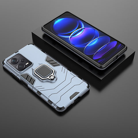 Custodia Silicone e Plastica Opaca Cover con Magnetico Anello Supporto per Xiaomi Redmi Note 12 Pro+ Plus 5G Blu