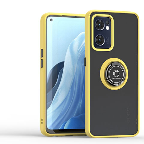 Custodia Silicone e Plastica Opaca Cover con Magnetico Anello Supporto QW1 per OnePlus Nord CE 2 5G Giallo