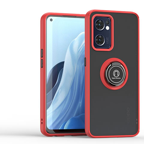 Custodia Silicone e Plastica Opaca Cover con Magnetico Anello Supporto QW1 per Oppo Find X5 Lite 5G Rosso