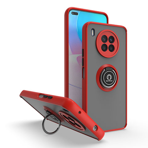 Custodia Silicone e Plastica Opaca Cover con Magnetico Anello Supporto QW2 per Huawei Nova 8i Rosso