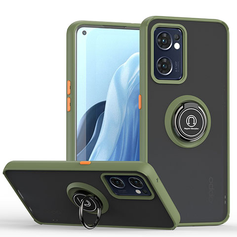 Custodia Silicone e Plastica Opaca Cover con Magnetico Anello Supporto QW2 per OnePlus Nord CE 2 5G Verde Militare