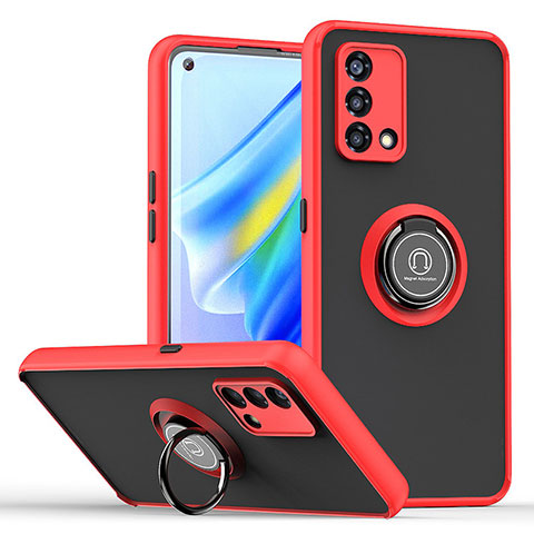 Custodia Silicone e Plastica Opaca Cover con Magnetico Anello Supporto QW2 per Oppo F21 Pro 4G Rosso