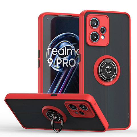 Custodia Silicone e Plastica Opaca Cover con Magnetico Anello Supporto QW2 per Realme 9 Pro 5G Rosso