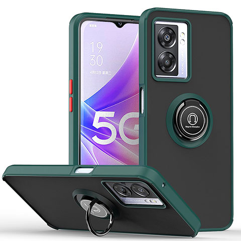 Custodia Silicone e Plastica Opaca Cover con Magnetico Anello Supporto QW2 per Realme Q5i 5G Verde Notte