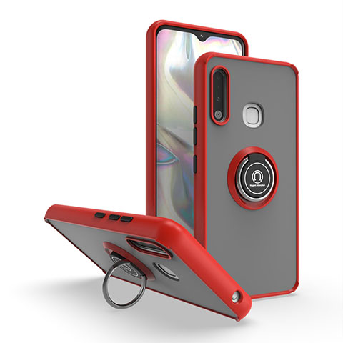 Custodia Silicone e Plastica Opaca Cover con Magnetico Anello Supporto QW2 per Samsung Galaxy A70E Rosso
