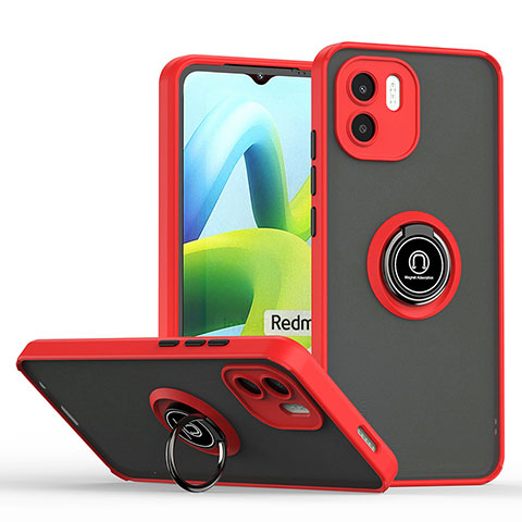 Custodia Silicone e Plastica Opaca Cover con Magnetico Anello Supporto QW2 per Xiaomi Poco C50 Rosso