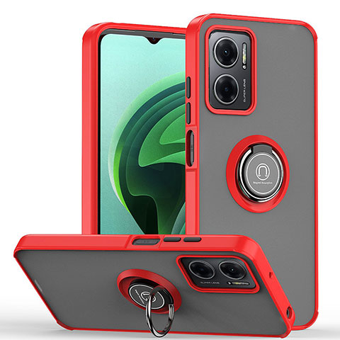 Custodia Silicone e Plastica Opaca Cover con Magnetico Anello Supporto QW2 per Xiaomi Redmi 10 5G Rosso