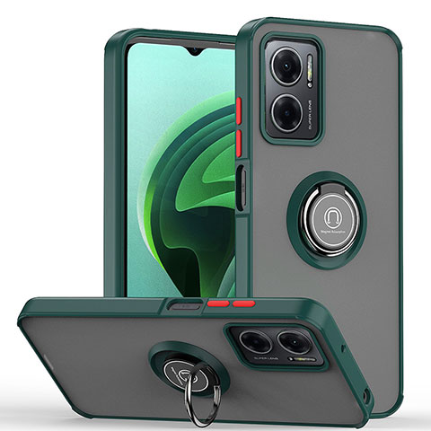 Custodia Silicone e Plastica Opaca Cover con Magnetico Anello Supporto QW2 per Xiaomi Redmi 10 5G Verde Notte