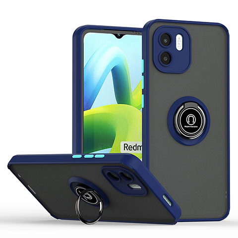 Custodia Silicone e Plastica Opaca Cover con Magnetico Anello Supporto QW2 per Xiaomi Redmi A2 Blu