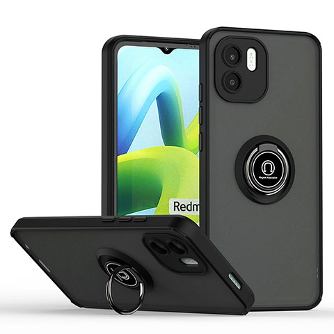 Custodia Silicone e Plastica Opaca Cover con Magnetico Anello Supporto QW2 per Xiaomi Redmi A2 Plus Nero