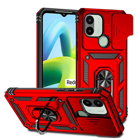 Custodia Silicone e Plastica Opaca Cover con Magnetico Anello Supporto QW3 per Xiaomi Redmi A1 Plus Rosso