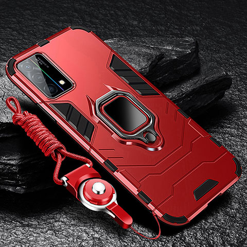 Custodia Silicone e Plastica Opaca Cover con Magnetico Anello Supporto R01 per Oppo K9 5G Rosso