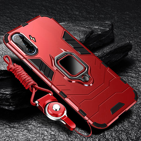 Custodia Silicone e Plastica Opaca Cover con Magnetico Anello Supporto R01 per Xiaomi Redmi K40 Gaming 5G Rosso