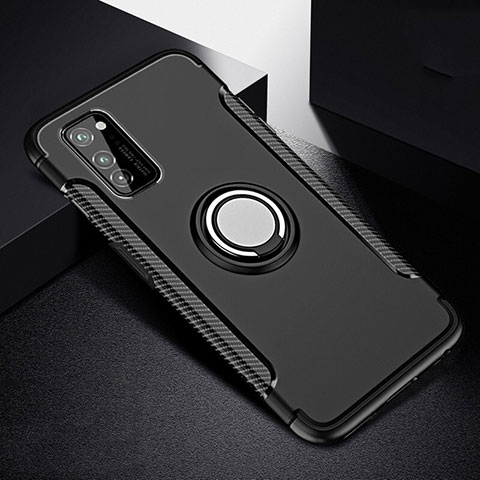 Custodia Silicone e Plastica Opaca Cover con Magnetico Anello Supporto R03 per Huawei Honor V30 Pro 5G Nero