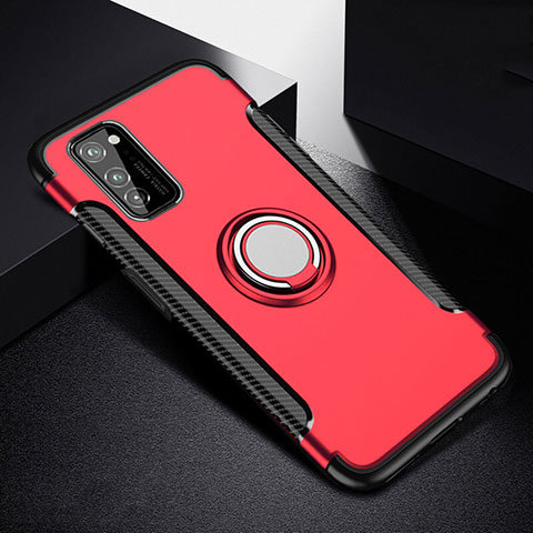 Custodia Silicone e Plastica Opaca Cover con Magnetico Anello Supporto R03 per Huawei Honor View 30 5G Rosso