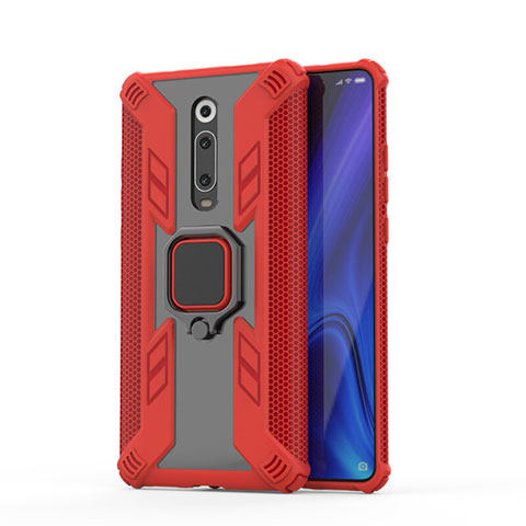 Custodia Silicone e Plastica Opaca Cover con Magnetico Anello Supporto R03 per Xiaomi Redmi K20 Rosso