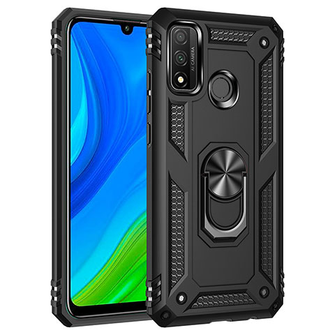 Custodia Silicone e Plastica Opaca Cover con Magnetico Anello Supporto S01 per Huawei Nova Lite 3 Plus Nero