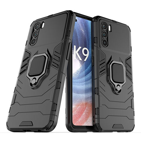 Custodia Silicone e Plastica Opaca Cover con Magnetico Anello Supporto S01 per Oppo K9 Pro 5G Nero