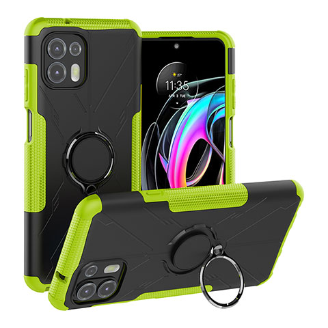 Custodia Silicone e Plastica Opaca Cover con Magnetico Anello Supporto S02 per Motorola Moto Edge 20 Lite 5G Verde