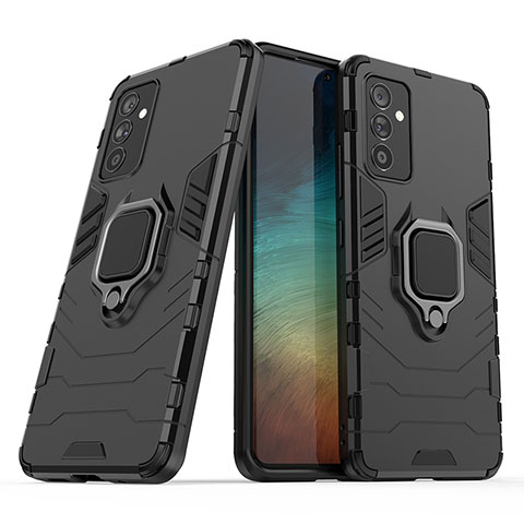 Custodia Silicone e Plastica Opaca Cover con Magnetico Anello Supporto S02 per Samsung Galaxy A05s Nero